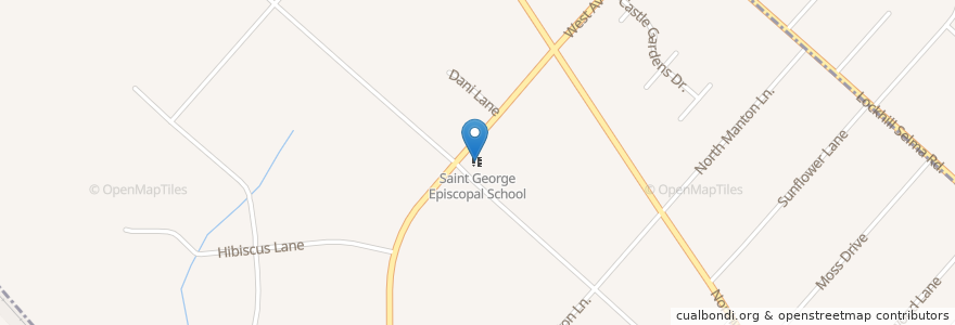 Mapa de ubicacion de Saint George Episcopal Church en 美利坚合众国/美利堅合眾國, 得克萨斯州 / 德克薩斯州 / 德薩斯州, Bexar County, San Antonio, Castle Hills.