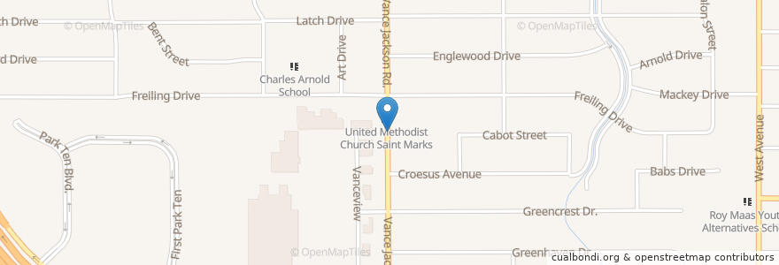 Mapa de ubicacion de Saint Marks United Methodist Church en Estados Unidos De América, Texas, Bexar County, San Antonio.