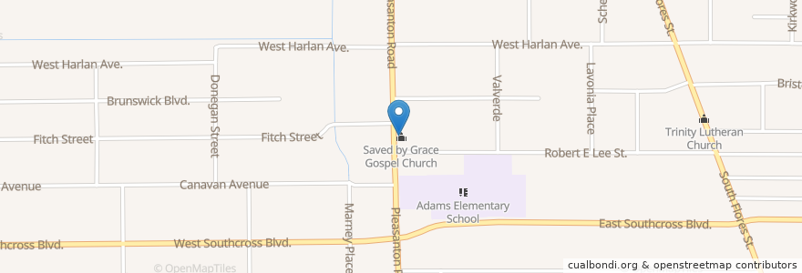 Mapa de ubicacion de Saved by Grace Gospel Church en United States, Texas, Bexar County, San Antonio.