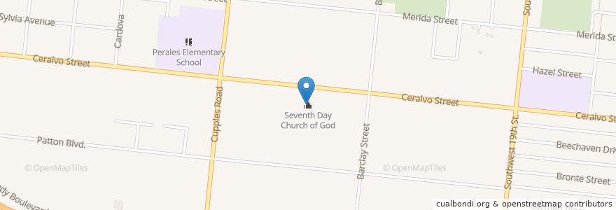Mapa de ubicacion de Seventh Day Church of God en 미국, 텍사스, Bexar County, San Antonio.