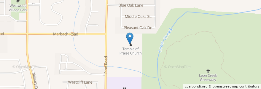 Mapa de ubicacion de Temple of Praise Church en Amerika Birleşik Devletleri, Teksas, Bexar County, San Antonio.