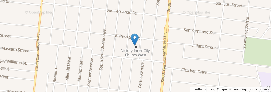 Mapa de ubicacion de Victory Inner City Church West en 미국, 텍사스, Bexar County, San Antonio.