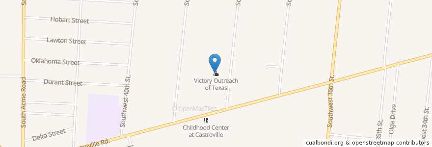 Mapa de ubicacion de Victory Outreach of Texas en Stati Uniti D'America, Texas, Bexar County, San Antonio.
