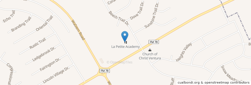 Mapa de ubicacion de La Petite Academy en 美利坚合众国/美利堅合眾國, 得克萨斯州 / 德克薩斯州 / 德薩斯州, Bexar County.