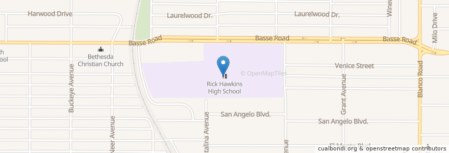 Mapa de ubicacion de Rick Hawkins High School en Stati Uniti D'America, Texas, Bexar County, San Antonio.