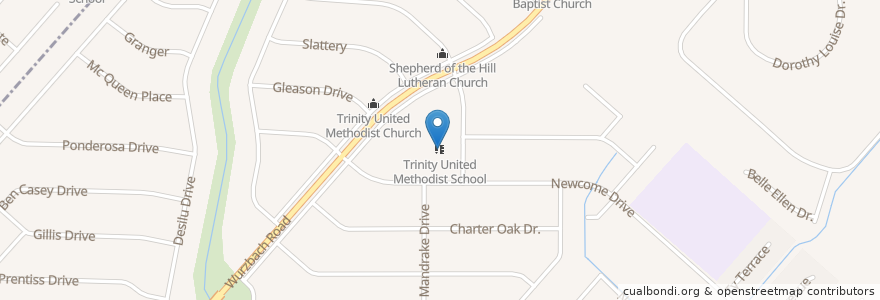 Mapa de ubicacion de Trinity United Methodist School en Amerika Birleşik Devletleri, Teksas, Bexar County, San Antonio.