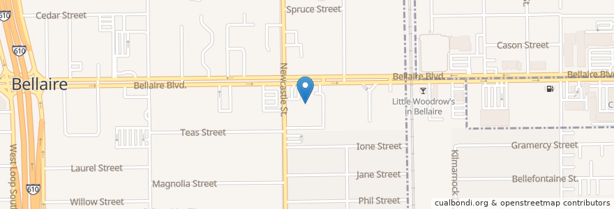 Mapa de ubicacion de Bellaire United Methodist Church en Verenigde Staten, Texas, Houston, Harris County, Bellaire.