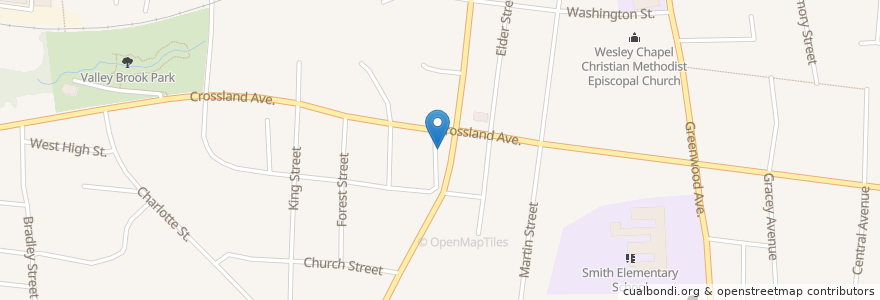 Mapa de ubicacion de Crossland Avenue Baptist Church en Estados Unidos De América, Tennessee, Montgomery County, Clarksville.