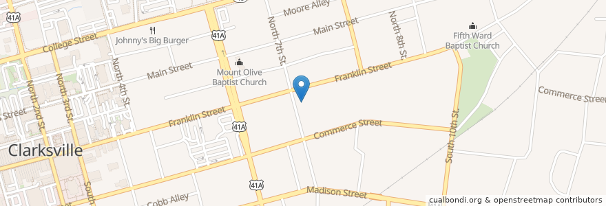 Mapa de ubicacion de Immaculate Conception Catholic Church en 미국, 테네시, Montgomery County, Clarksville.