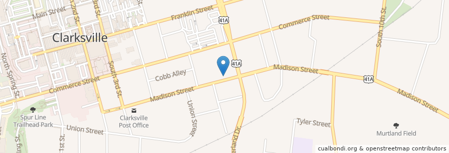 Mapa de ubicacion de Madison Street Church of Christ en United States, Tennessee, Montgomery County, Clarksville.