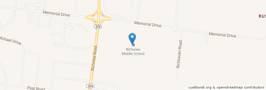Mapa de ubicacion de Richview Middle School en United States, Tennessee, Montgomery County, Clarksville.