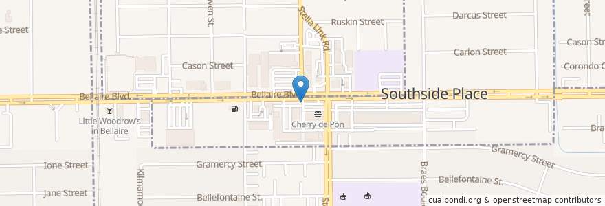 Mapa de ubicacion de Kabbalah Center en Amerika Birleşik Devletleri, Teksas, Houston, Harris County, Southside Place.