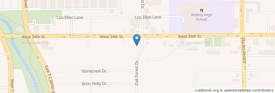 Mapa de ubicacion de Temple Oaks Baptist Church en 美利坚合众国/美利堅合眾國, 得克萨斯州 / 德克薩斯州 / 德薩斯州, 休斯敦, Harris County.