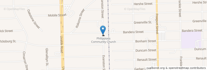 Mapa de ubicacion de Philippians Community Church en Vereinigte Staaten Von Amerika, Texas, Harris County.