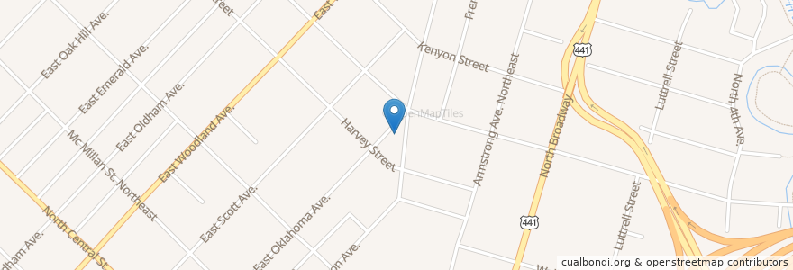 Mapa de ubicacion de Glen Oak United Methodist Church en Amerika Syarikat, Tennessee, Knox County, Knoxville.