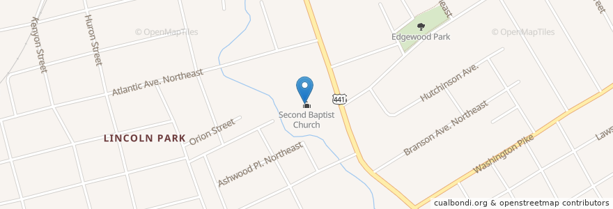 Mapa de ubicacion de Second Baptist Church en Stati Uniti D'America, Tennessee, Knox County, Knoxville.