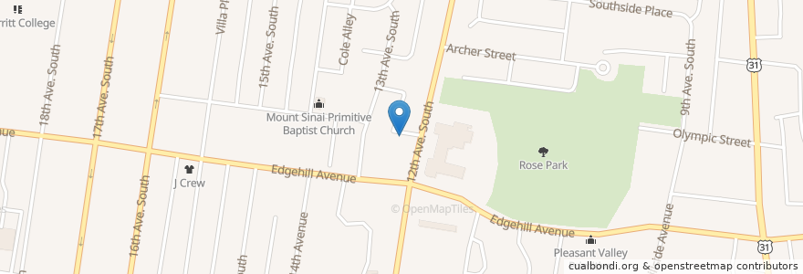 Mapa de ubicacion de Kayne Avenue Baptist Church en Estados Unidos De América, Tennessee, Nashville-Davidson.