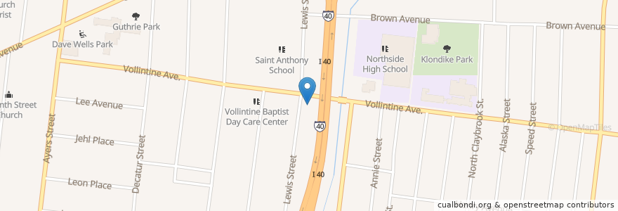 Mapa de ubicacion de Saint Joseph Baptist Church en États-Unis D'Amérique, Tennessee, Shelby County, Memphis.