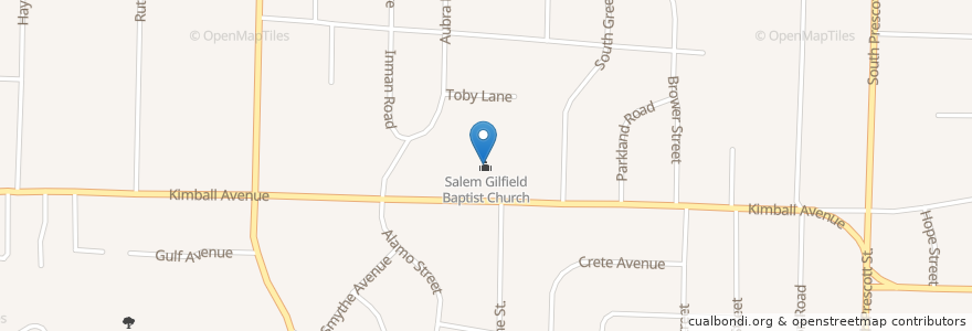 Mapa de ubicacion de Salem Gilfield Baptist Church en الولايات المتّحدة الأمريكيّة, تينيسي, مقاطعة شيلبي, Memphis.