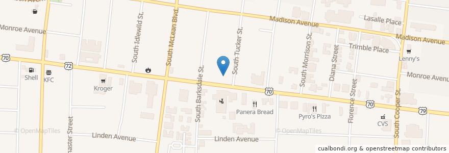 Mapa de ubicacion de Union Avenue Church of Christ en Соединённые Штаты Америки, Теннесси, Shelby County, Memphis.