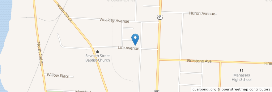 Mapa de ubicacion de Open Door True Church en Amerika Syarikat, Tennessee, Shelby County, Memphis.