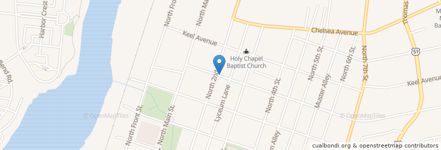 Mapa de ubicacion de Pilgrim Rest Baptist Church en États-Unis D'Amérique, Tennessee, Shelby County, Memphis.