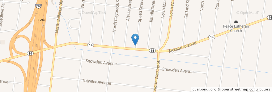 Mapa de ubicacion de Amazing Grace Church of God en ایالات متحده آمریکا, تنسی, Shelby County, Memphis.