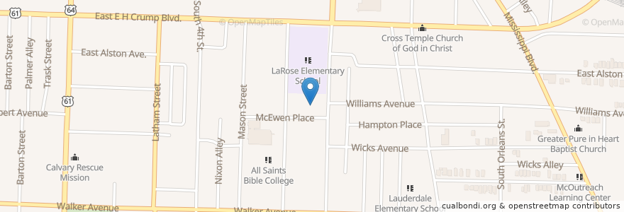 Mapa de ubicacion de Greater White Stone Missionary Baptist Church en 미국, 테네시, Shelby County, Memphis.