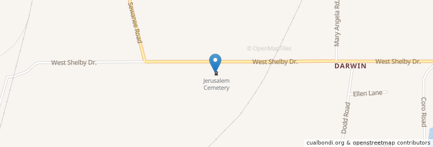Mapa de ubicacion de Jerusalem Cemetery en États-Unis D'Amérique, Tennessee, Shelby County, Memphis.