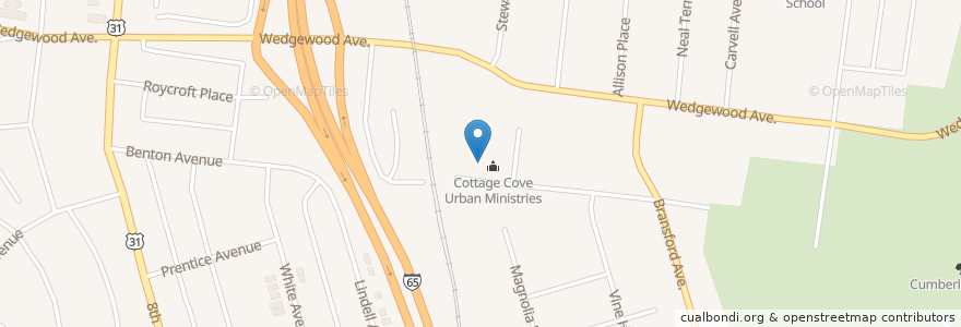 Mapa de ubicacion de Benton Avenue Baptist Church en États-Unis D'Amérique, Tennessee, Nashville-Davidson.