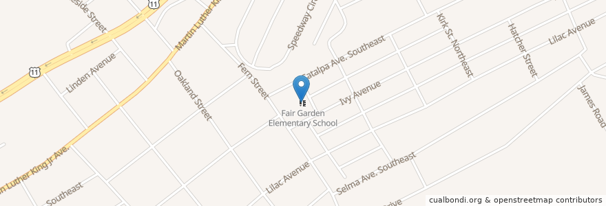 Mapa de ubicacion de Fair Garden Elementary School en United States, Tennessee, Knox County, Knoxville.