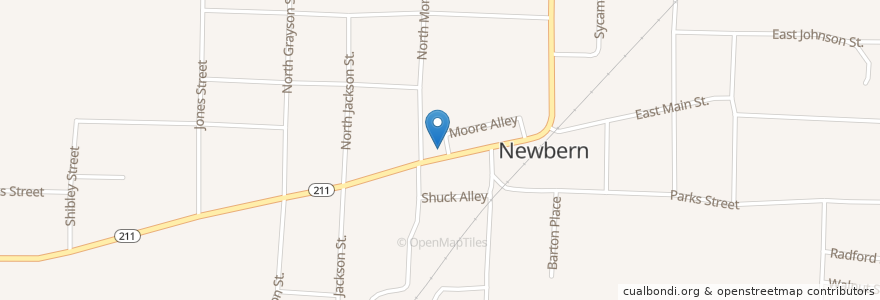 Mapa de ubicacion de Newbern Post Office en Vereinigte Staaten Von Amerika, Tennessee, Dyer County, Newbern.