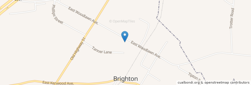 Mapa de ubicacion de Brighton Post Office en Verenigde Staten, Tennessee, Tipton County, Brighton.