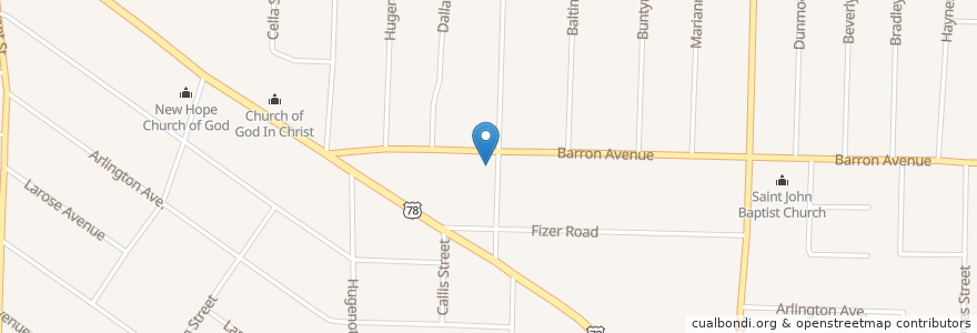 Mapa de ubicacion de Believers in Faith Missionary Baptist Church en アメリカ合衆国, テネシー州, Shelby County, Memphis.