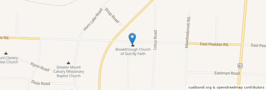 Mapa de ubicacion de Breakthrough Church of God By Faith en Stati Uniti D'America, Tennessee, Shelby County, Memphis.