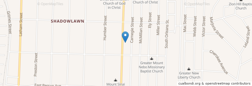 Mapa de ubicacion de Harris Memorial Christian Methodist Episcopal Church en Verenigde Staten, Tennessee, Shelby County, Memphis.