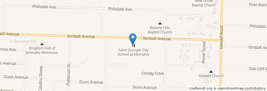 Mapa de ubicacion de Saint Georges Day School at Memphis en Estados Unidos Da América, Tennessee, Shelby County, Memphis.