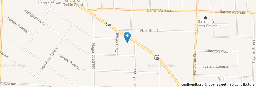 Mapa de ubicacion de Monument of Love Baptist Church en United States, Tennessee, Shelby County, Memphis.