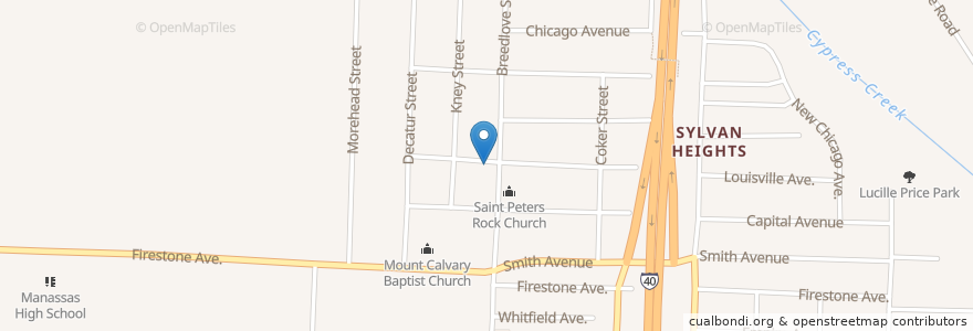 Mapa de ubicacion de Saint Peters Rock Church en États-Unis D'Amérique, Tennessee, Shelby County, Memphis.