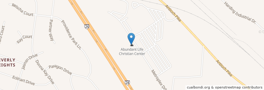 Mapa de ubicacion de Abundant Life Christian Center en Estados Unidos De América, Tennessee, Nashville-Davidson.