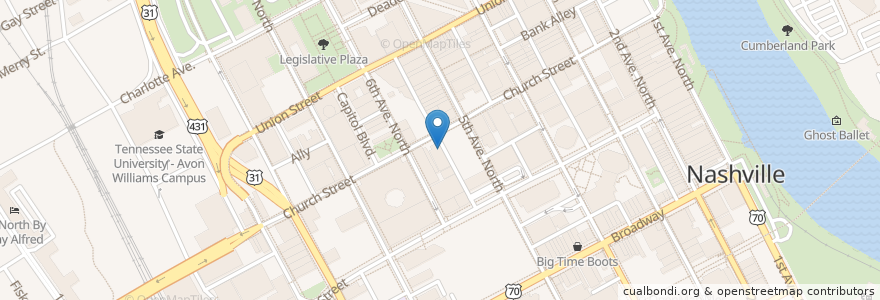 Mapa de ubicacion de Temple Church en 美利坚合众国/美利堅合眾國, 田纳西州, Nashville-Davidson.