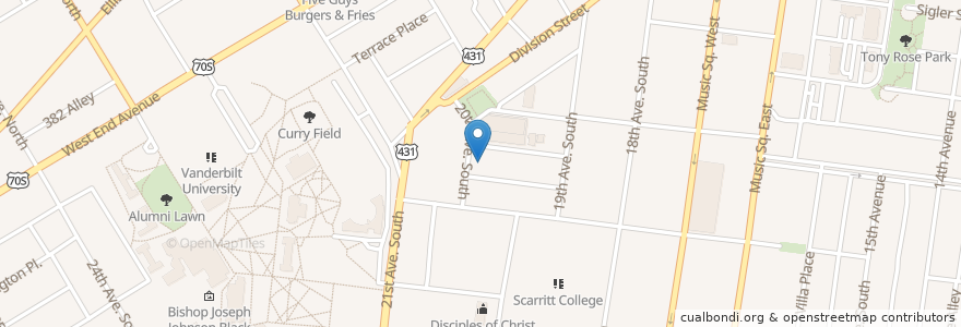 Mapa de ubicacion de Disciples Divinity House en Vereinigte Staaten Von Amerika, Tennessee, Nashville-Davidson.
