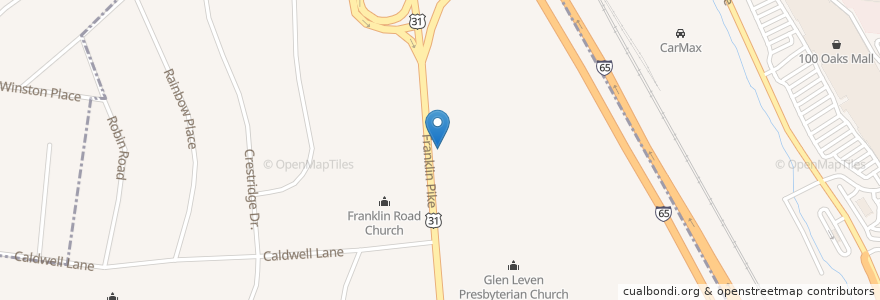 Mapa de ubicacion de Family of God at Woodmont Hills en 美利坚合众国/美利堅合眾國, 田纳西州, Nashville-Davidson, Oak Hill.