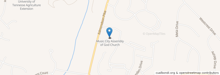 Mapa de ubicacion de Music City Assembly of God Church en Amerika Birleşik Devletleri, Tennessee, Nashville-Davidson.