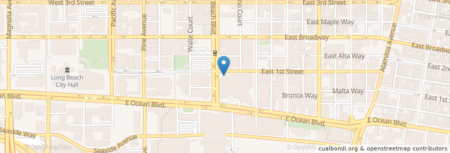 Mapa de ubicacion de Comerica Bank en Stati Uniti D'America, California, Los Angeles County, Long Beach.