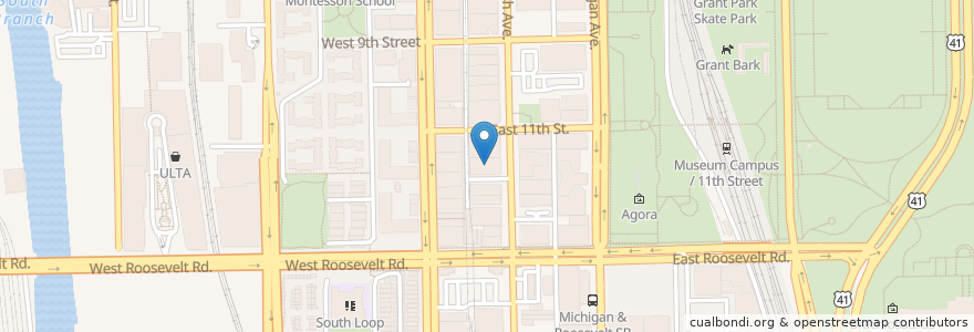 Mapa de ubicacion de Eleven City Diner en 미국, 일리노이, 시카고.