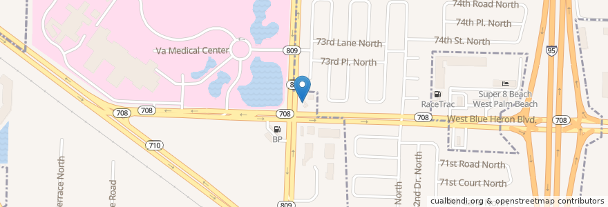 Mapa de ubicacion de 7-Eleven en 美利坚合众国/美利堅合眾國, 佛罗里达州/佛羅里達州, Palm Beach County, Riviera Beach.