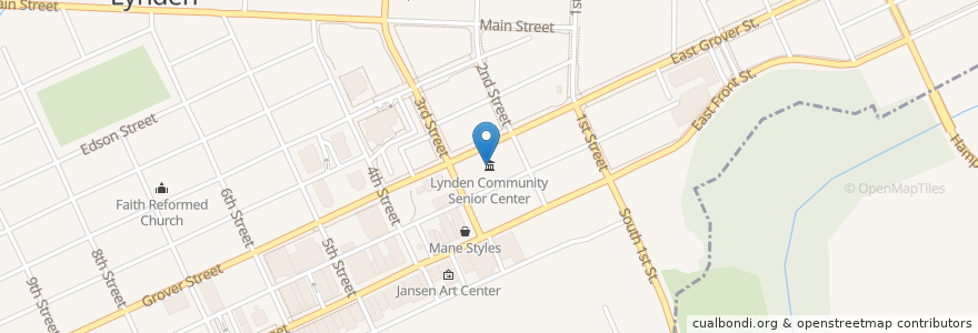Mapa de ubicacion de Lynden Community Senior Center en Amerika Birleşik Devletleri, Vaşington, Whatcom County, Lynden.
