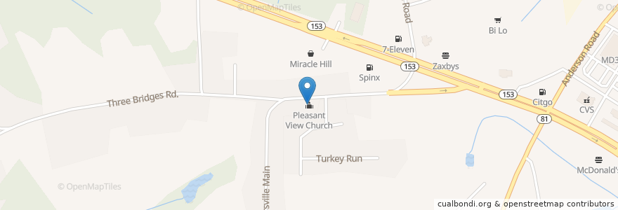 Mapa de ubicacion de Pleasant View Church en Verenigde Staten, South Carolina, Anderson County, Powdersville.