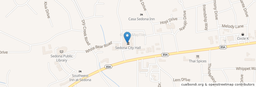 Mapa de ubicacion de Sedona City Hall en Estados Unidos Da América, Arizona, Yavapai County, Sedona.